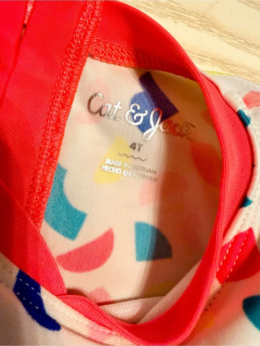 Cat & Jack Long Sleeve Pink Confetti Ruffle One-Piece Swimsuit Size 4T